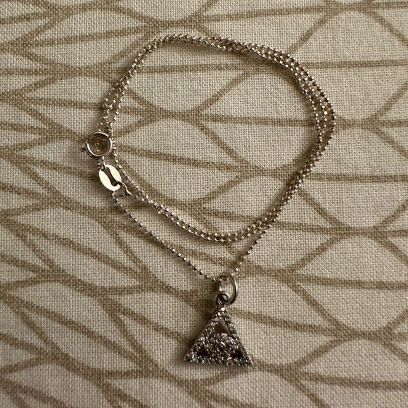 NWOT 925 Sterling Silver Evil Eye Necklace with Crystal Charm
